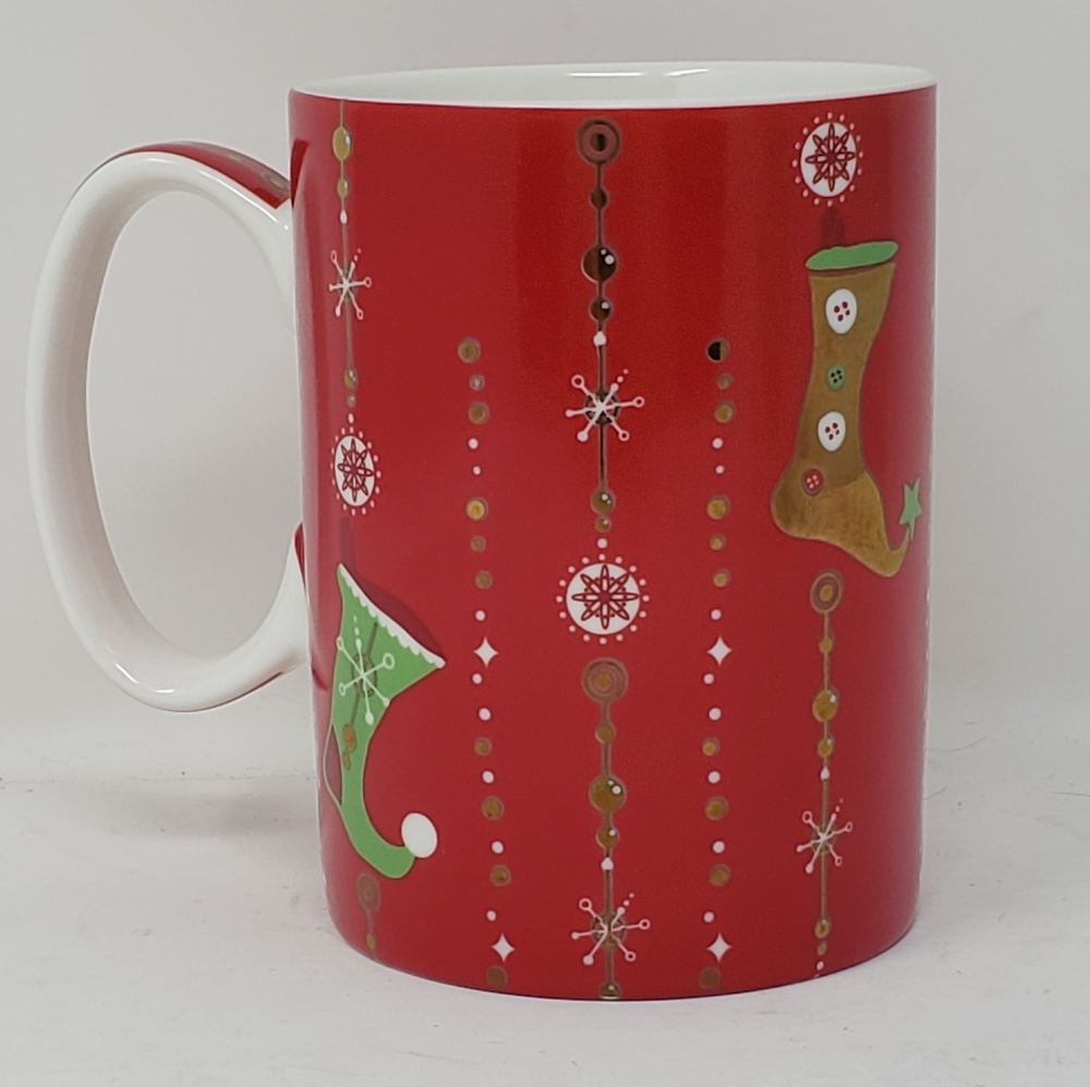 Starbucks Holiday 2006 red snowflake stocking mug